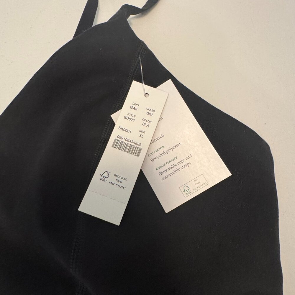 J.Crew CloudStretch V-Neck Sports Bra – NWT – XL – Black - MF0124 - Picture 6 of 6